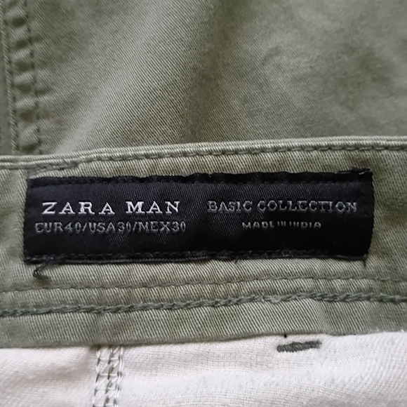 Zara Man Slim Fit Olive Khaki Basic Collection Men's Pants - Picture 6 of 6